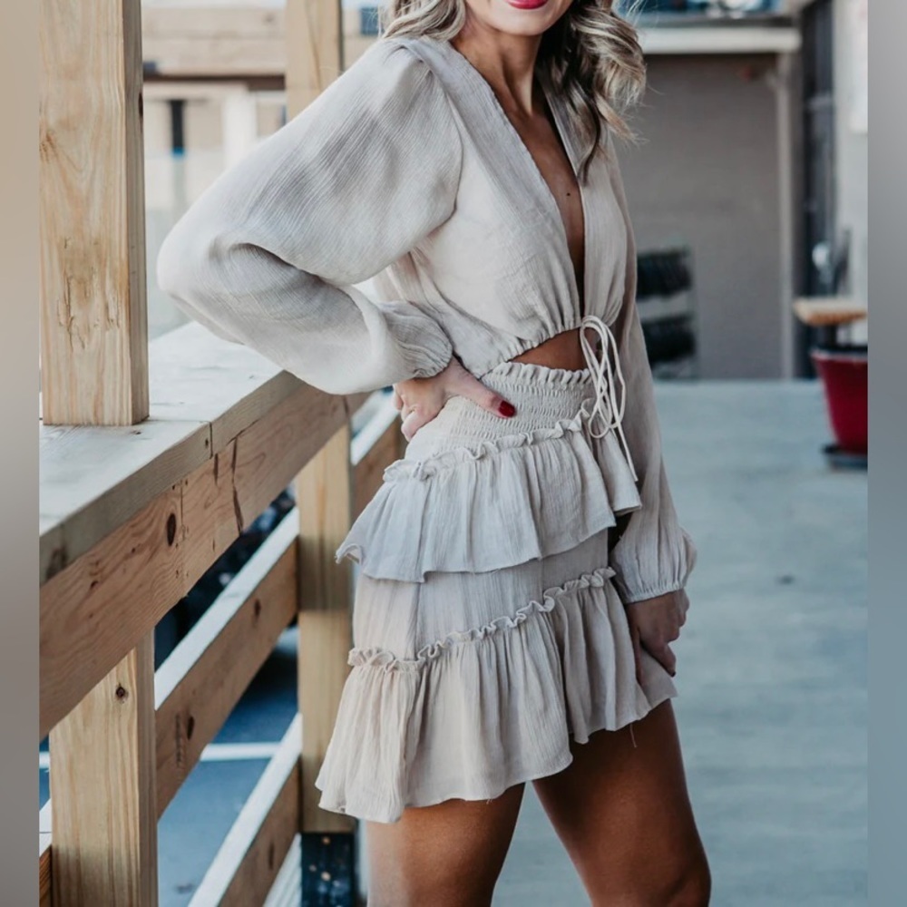 Memphis Top-tie Ruffle Mini Dress